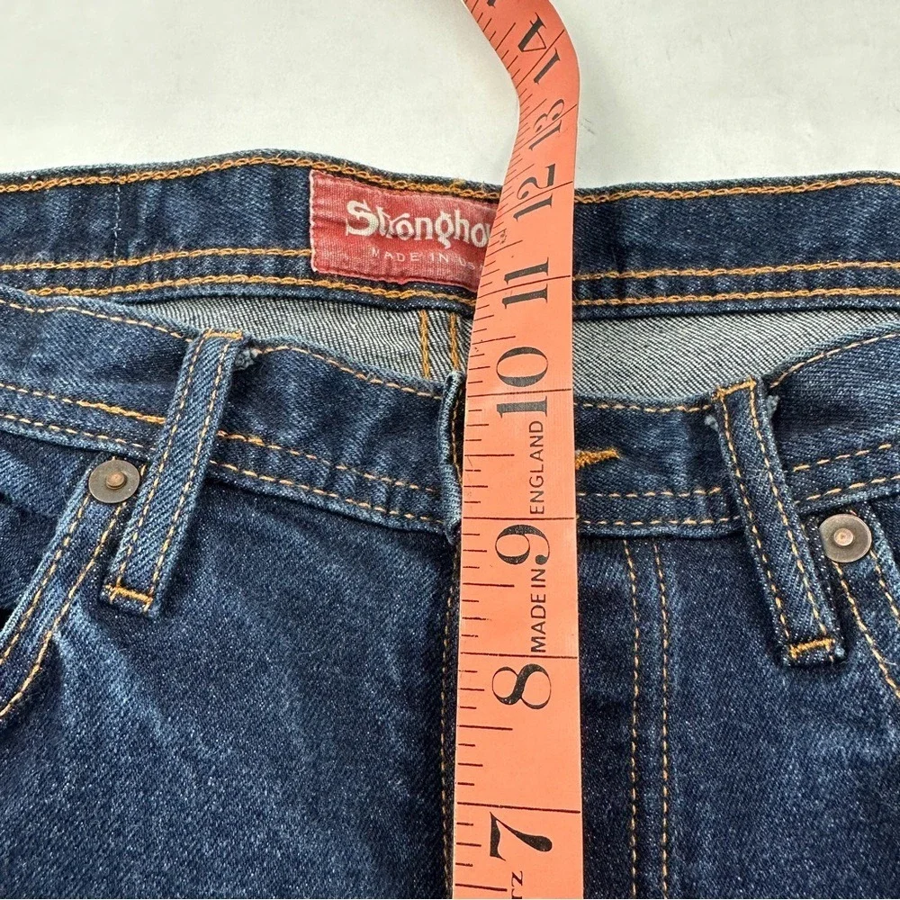 Stronghold Denim Jeans Mens 32 Dark Blue Slim Straight Button‎ Fly Made in USA